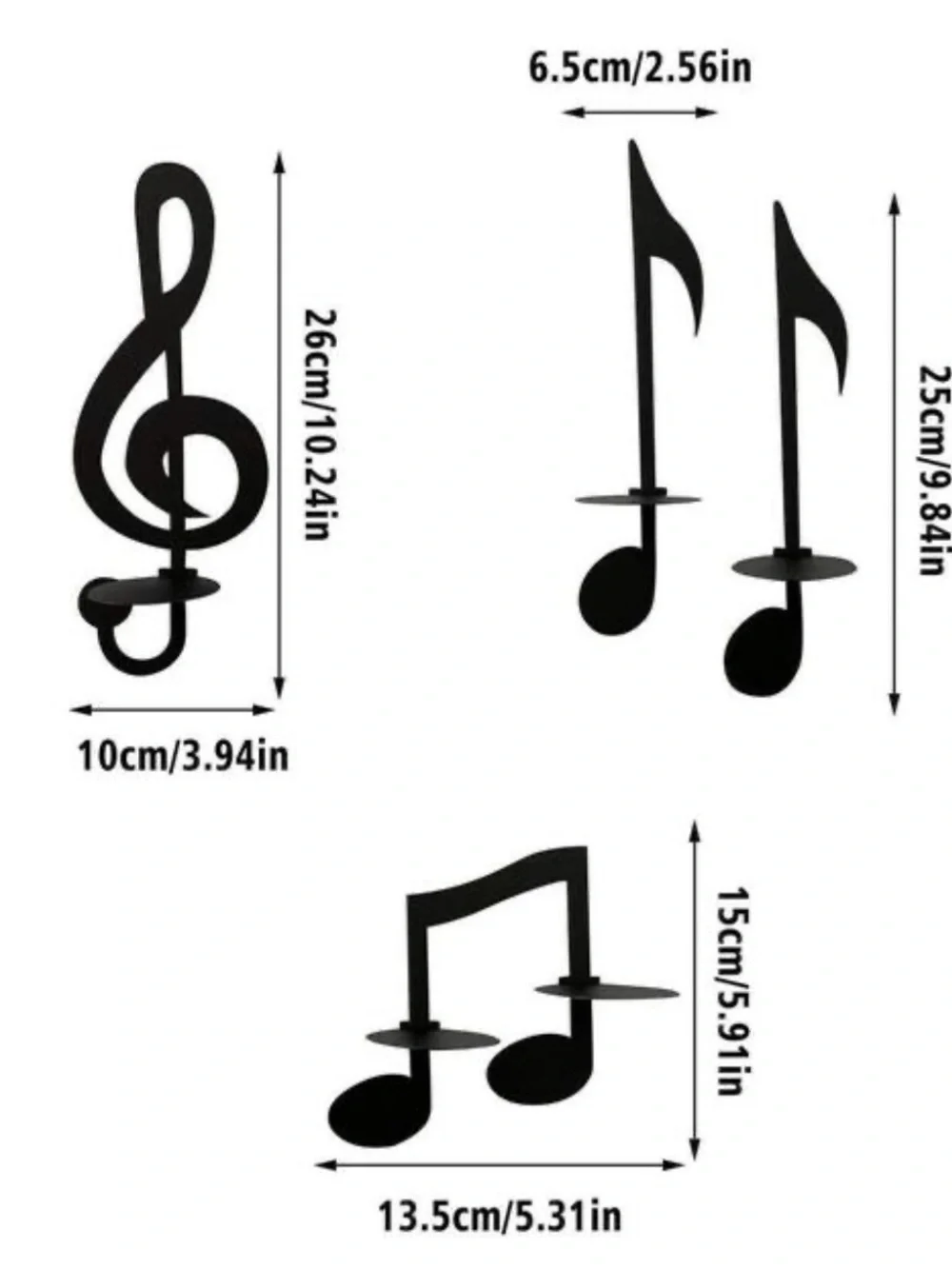Black Musical Note Wall Hooks for atea Lights Decorative Home Wall Decor NWOT